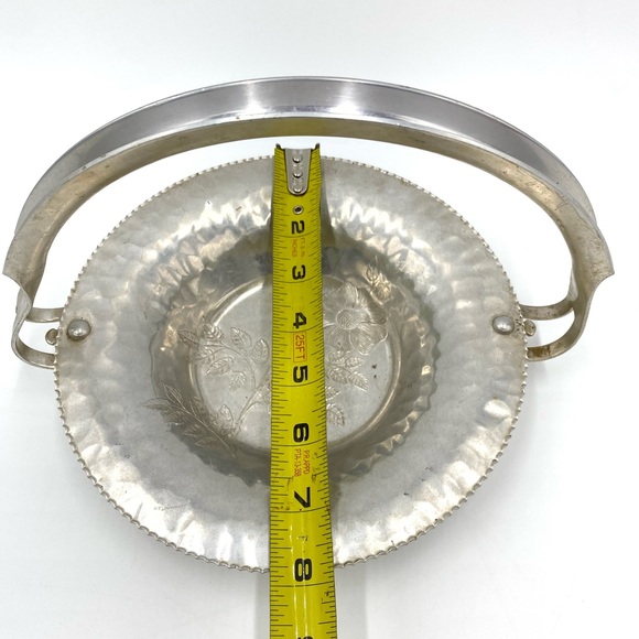 Vintage Wild Rose Continental Silver Co. Metal 8" Basket #1088 - Picture 2 of 9